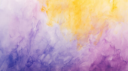 Obraz premium Abstract watercolor background on canvas with a dynamic mix of lavender, lemon yellow and sky blue