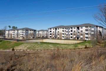 New apartment buildings in fall, winter