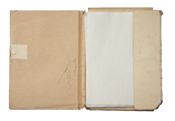 old folder with stack of papers