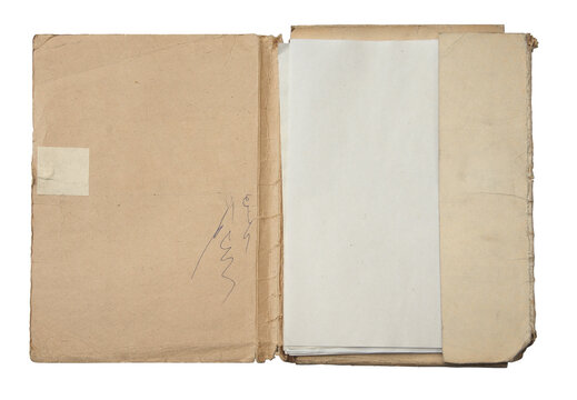 old folder with stack of papers