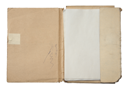 old folder with stack of papers