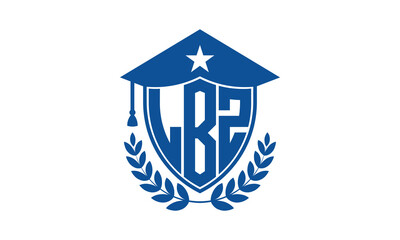 LBZ three letter iconic academic logo design vector template. monogram, abstract, school, college, university, graduation cap symbol logo, shield, model, institute, educational, coaching canter, tech