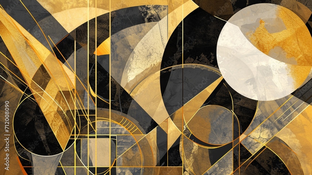 Aufkleber abstract interpretation of art deco style using gold lines and elegant shapes.