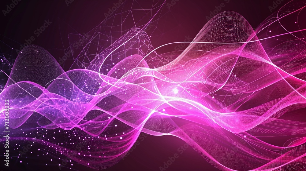 Aufkleber abstract magenta background poster with dynamic waves. technology network vector illustration.