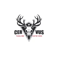 Foto op Canvas deer head skull vintage badges monochrome logo vector graphic illustration © Muhammad