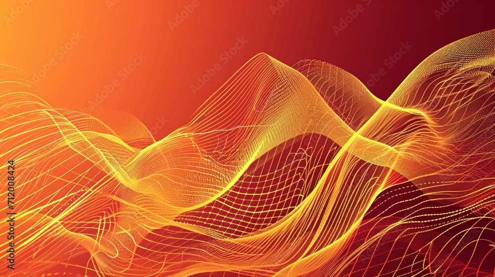 Poster abstract orange background poster with dynamic waves. technology network vector illustration.