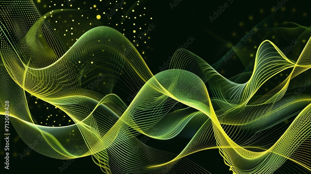 Poster abstract olive background poster with dynamic waves. technology network vector illustration.