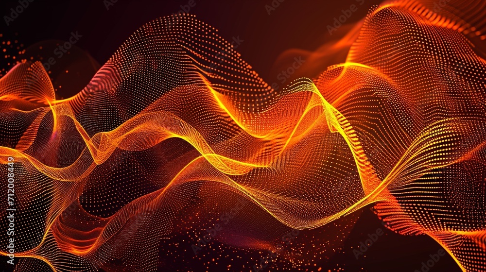 Poster abstract orange background poster with dynamic waves. technology network vector illustration.