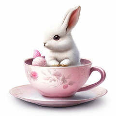 white rabbit in a bowl