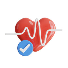 3D Heart Rate Model Tracking Cardiovascular Health in Real-Time. 3d illustration, 3d element, 3d...