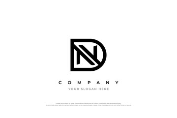 Initial Letter DN Logo or ND Monogram Logo Design