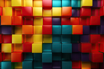 Abstract Colorful Square Shape Cube Blocks Pattern, Geometric Shapes Design for Poster Background