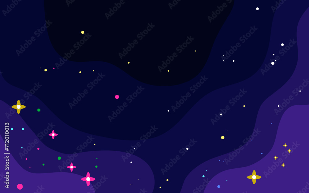 Sticker vector space background . cute flat style template with stars in outer space