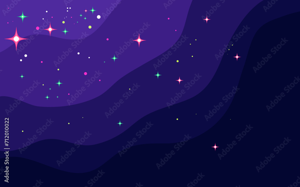 Poster vector space background . cute flat style template with stars in outer space