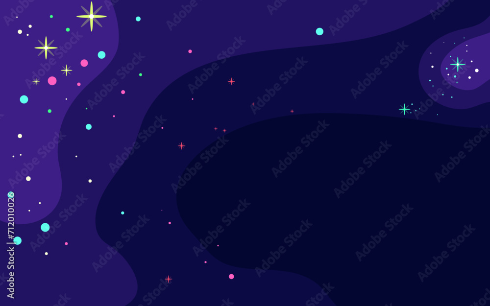 Wall mural vector space background . cute flat style template with stars in outer space