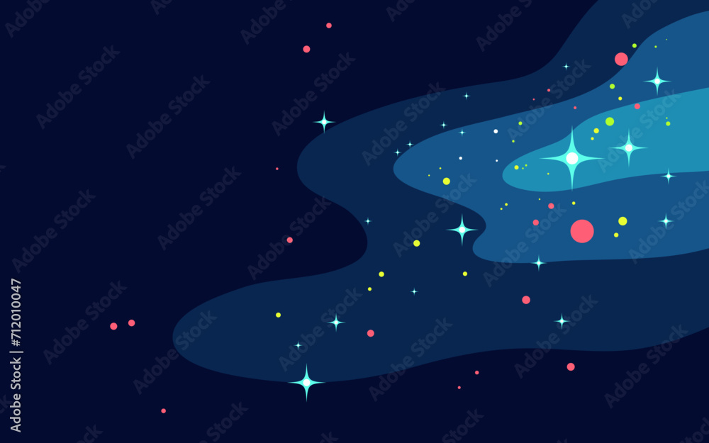 Wall mural vector space background . cute flat style template with stars in outer space