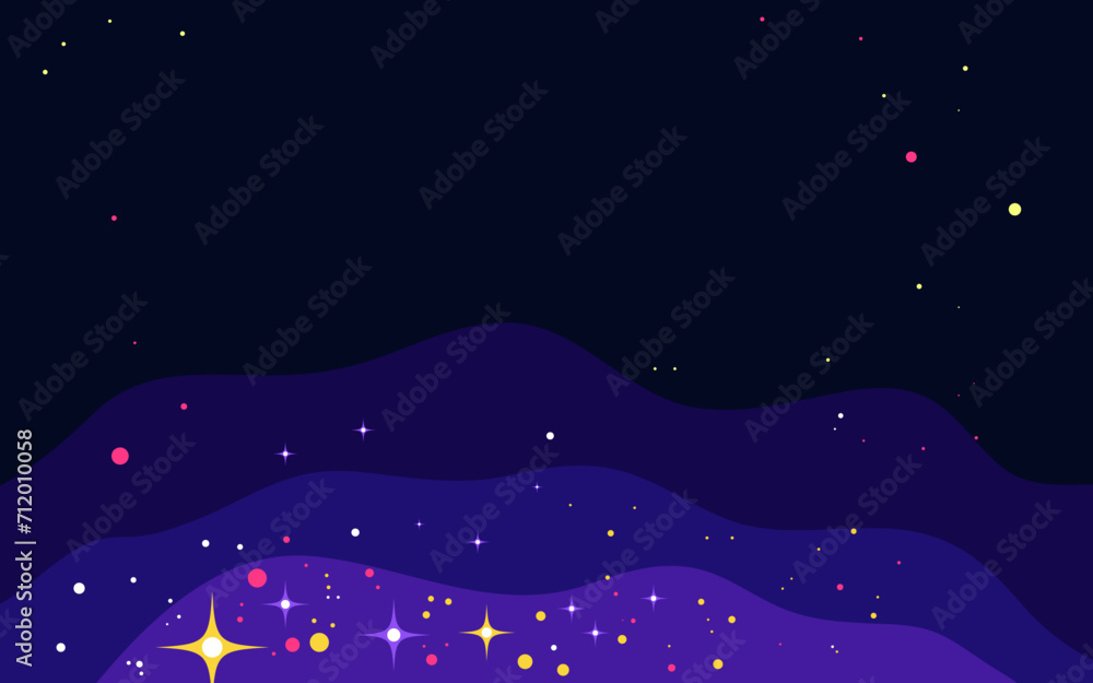 Wall mural vector space background . cute flat style template with stars in outer space