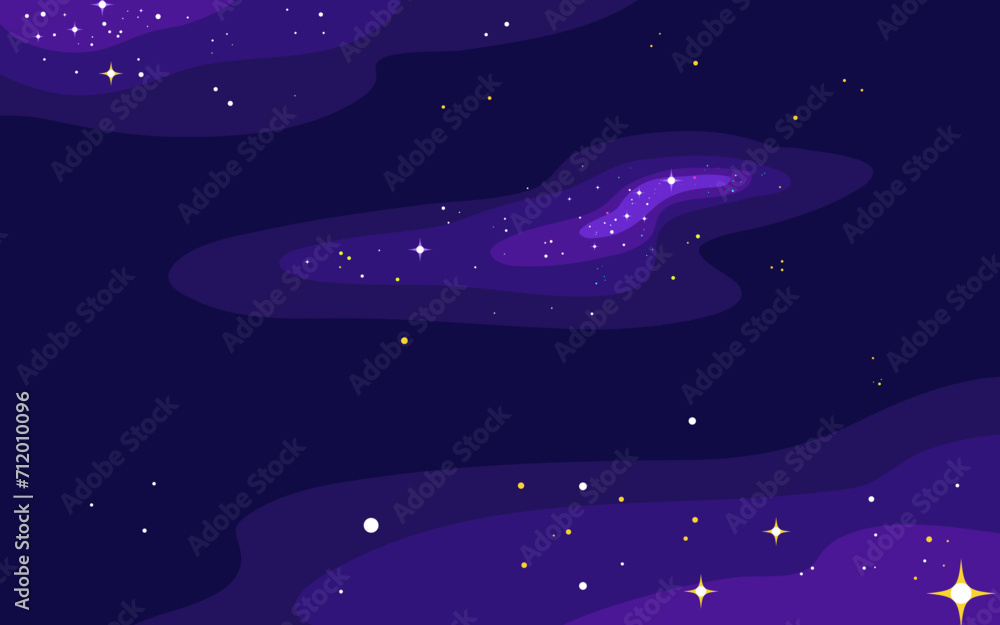 Wall mural vector space background . cute flat style template with stars in outer space