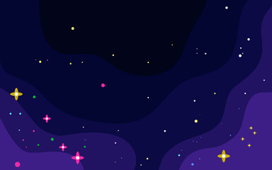 Vector space background . Cute flat style template with Stars in Outer space