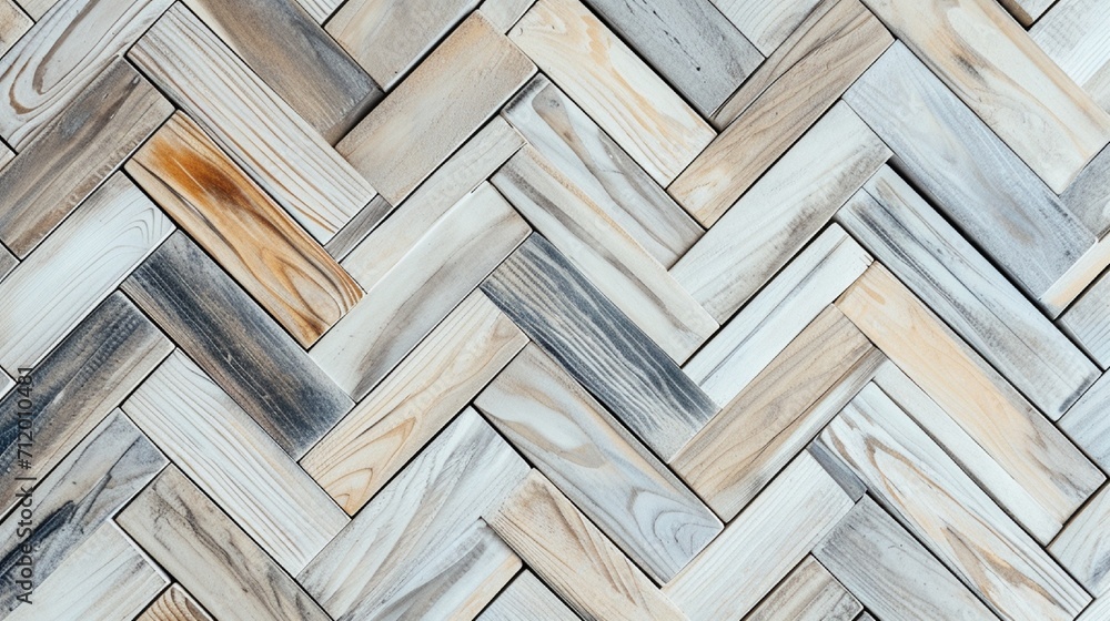 Poster abstract pattern of light wooden tiles with a glossy finish, arranged in a herringbone pattern for a