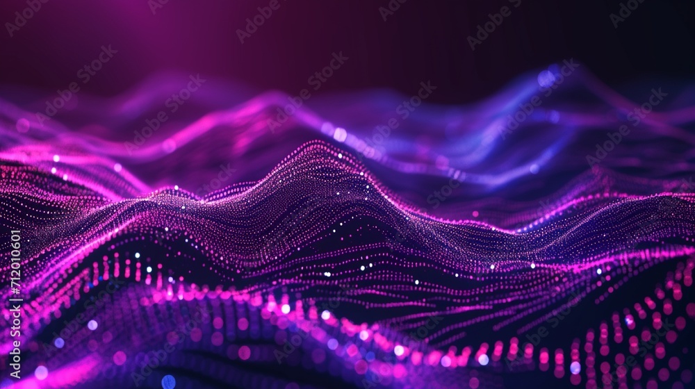 Poster abstract purple background poster with dynamic waves. technology network vector illustration.