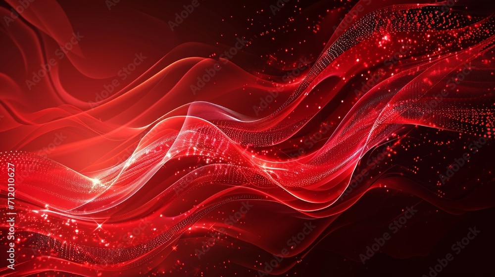 Poster abstract red background poster with dynamic waves. technology network vector illustration.