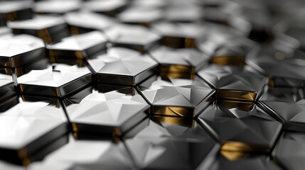 Obraz premium Abstract silver technology hexagonal background.