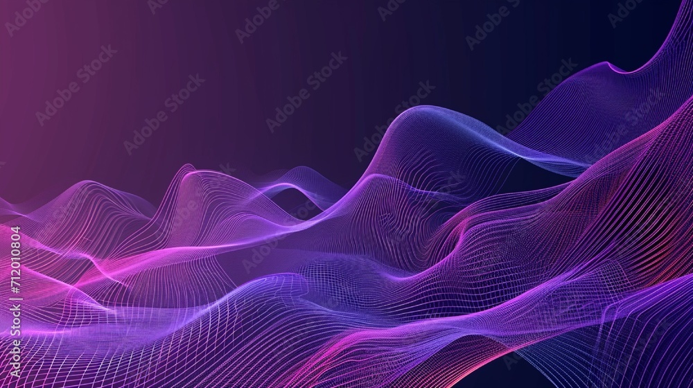 Poster abstract violet background poster with dynamic waves. technology network vector illustration.