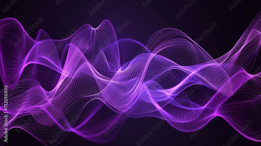 Poster abstract violet background poster with dynamic waves. technology network vector illustration.