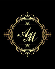 gold emblem logo , monogram logo