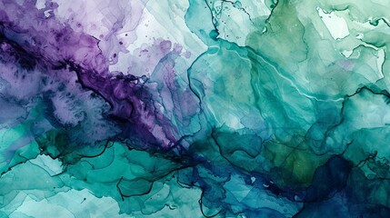 Abstract watercolor paint background by deep teal color purple and green with liquid fluid texture for backdrop.