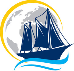 old ship logo , boat logo