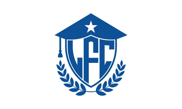 LFC three letter iconic academic logo design vector template. monogram, abstract, school, college, university, graduation cap symbol logo, shield, model, institute, educational, coaching canter, tech