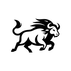 Dynamic Vector Logo Featuring a Charging Bull. Powerful Symbol of Strength and Resilience for Corporate Branding, Financial Services, and Marketing. Striking and Versatile logo on a white Background.