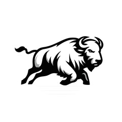 Obraz premium Dynamic Vector Logo Featuring a Charging Bull. Powerful Symbol of Strength and Resilience for Corporate Branding, Financial Services, and Marketing. Striking and Versatile logo on a white Background.