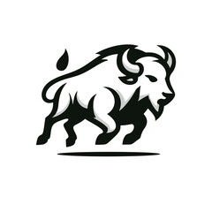 Dynamic Vector Logo Featuring a Charging Bull. Powerful Symbol of Strength and Resilience for Corporate Branding, Financial Services, and Marketing. Striking and Versatile logo on a white Background.