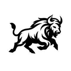 Fototapeta premium Dynamic Vector Logo Featuring a Charging Bull. Powerful Symbol of Strength and Resilience for Corporate Branding, Financial Services, and Marketing. Striking and Versatile logo on a white Background.