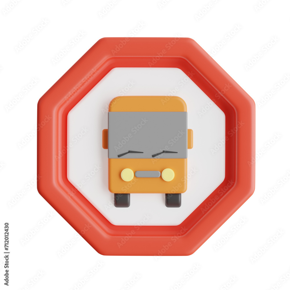 Poster 3d bus stop sign model waiting easier for commuters. 3d illustration, 3d element, 3d rendering. 3d v