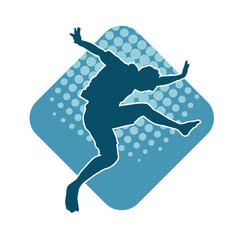 Silhouette of a sporty man jumping. Silhouette of a dancer male in action pose.