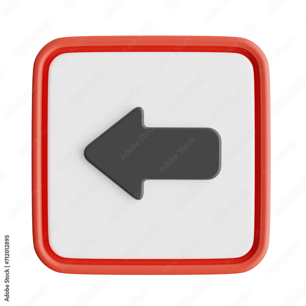 Poster 3d left arrow sign model making left turns safely. 3d illustration, 3d element, 3d rendering. 3d vis