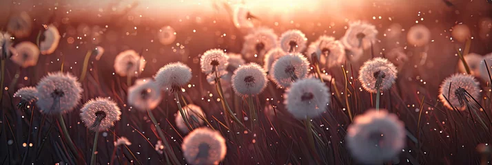 Fotobehang dandelions are blooming in the field, generative AI © VALUEINVESTOR