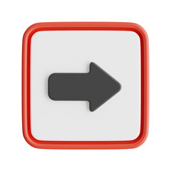 3D Right Arrow Sign Model Making Right Turns Safely. 3d illustration, 3d element, 3d rendering. 3d visualization isolated on a transparent background