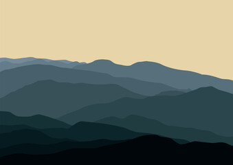 Fototapeta na wymiar Landscape with mountains abstract. Vector illustration in flat style.