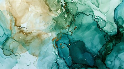 Abstract watercolor paint background by deep teal color beige and green with liquid fluid texture for backdrop.