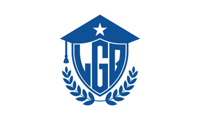 LGQ three letter iconic academic logo design vector template. monogram, abstract, school, college, university, graduation cap symbol logo, shield, model, institute, educational, coaching canter, tech