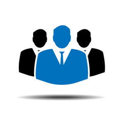 Vector illustration of men, Multi User Icon. Icon of HR. Three Stick Figure People Group Team Band Men. Sign of people formation. Pictogram of users, customers. Symbol of team.