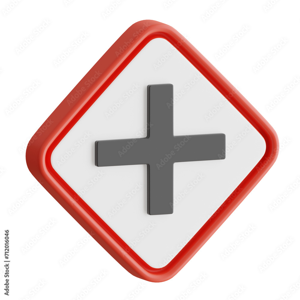 Poster 3d cross sign model pedestrian safety at intersections. 3d illustration, 3d element, 3d rendering. 3
