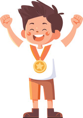 Champion Kid with a Medal Illustration