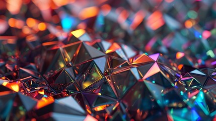 An abstract 3D render of a faceted opal-like background with iridescent colors. - obrazy, fototapety, plakaty