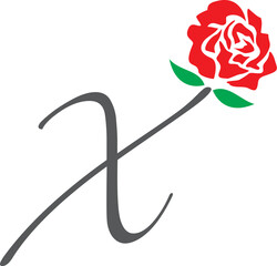 x initial rose logo , abstract x rose logo